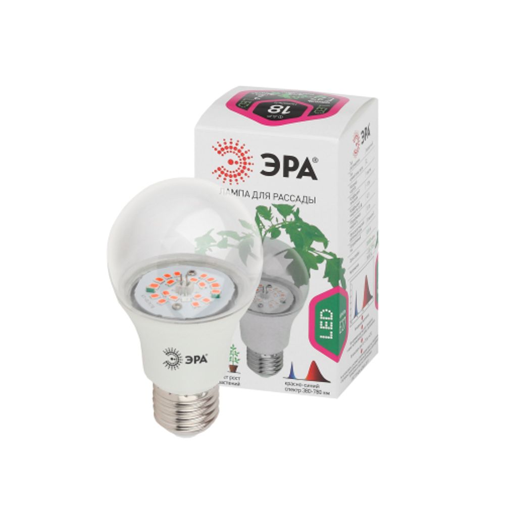 Фитолампа для растений светодиодная ЭРА FITO-12W-RB-E27-K красно-синего спектра 12 Вт Е27