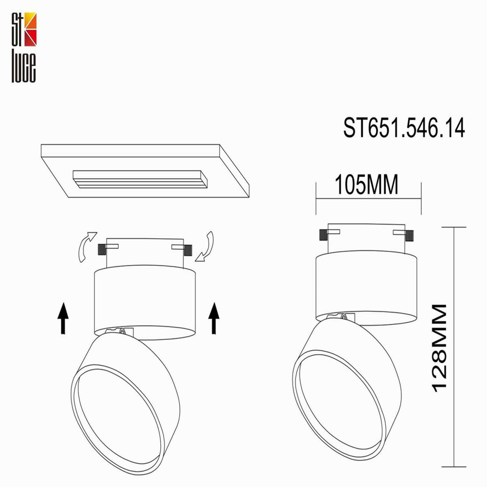 ST651.546.14 Св-к трек. Белый LED 1*14W 4000K 1 100Lm Ra&gt;90 120° IP20 D104xH128 170-240VV