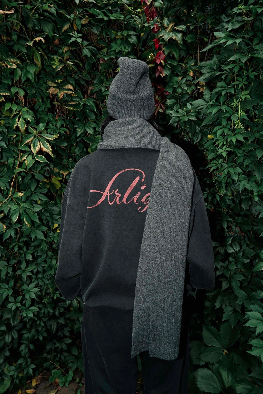 Шарф из шерсти мериноса серый