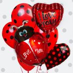 Шар (18"/46 см) Сердце, Красные точки, Черный