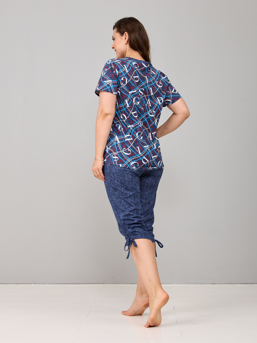 Пижама с бриджами КД-61/джинса-цепочкабуквы