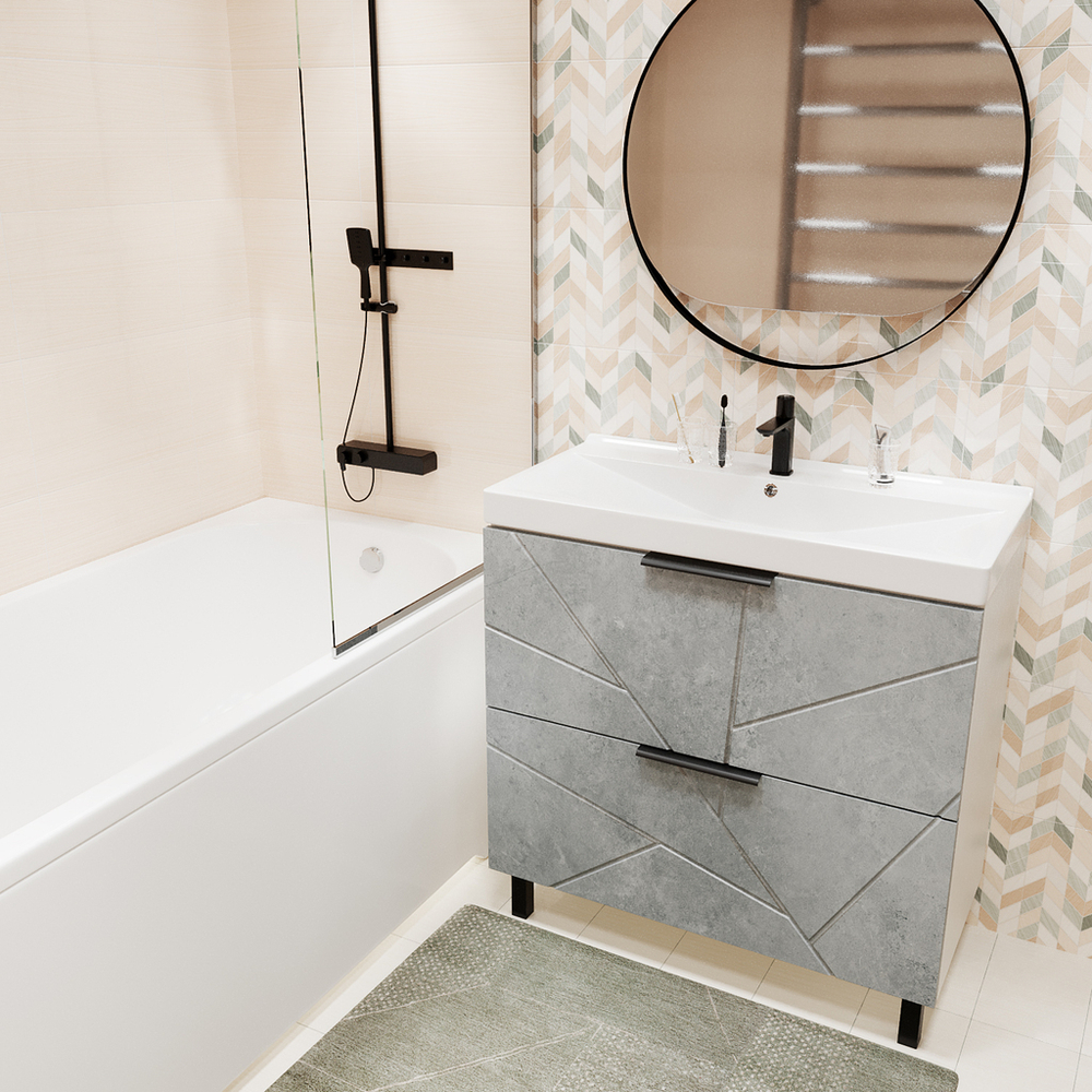 Тумба д/ванной "Гранд-80" Бетон под ум.Fest-80 (Sanita Lux) (ПВХ)