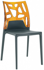 Стул пластиковый Papatya Ego-Rock, антрацит, оранжевый