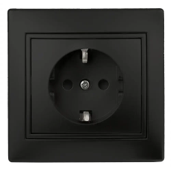Розетка Intro Plano 1-202-05 с заземлением 2P+E Schuko 16А-250В IP20 скрытой установки черный