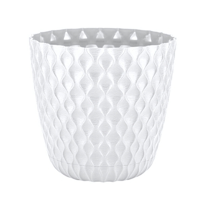 Горшок для цветов InGreen Wave с дренажной сеткой и поддоном 4,7л D205мм, белоснежный жасмин