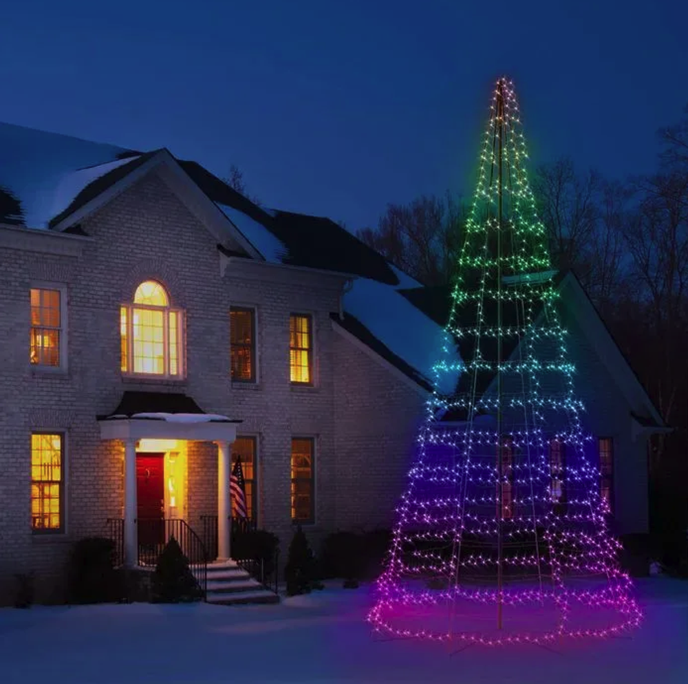 Конусная ель Twinkly Light tree (Multicolor + белый edition) RGBW 1000, IP44, высота 6 м, Generation II ( комплект подставок )