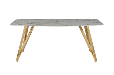 Стол обеденный Ist Casa Соар-2, 160х90х76 см, серо-золотая керамика, золото