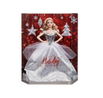 Праздничная кукла Barbie Signature 2021 (12 дюймов, светлые волнистые волосы) в серебряном платье, с подставкой для куклы и сертификатом подлинности, подарок для детей от 6 лет и старше