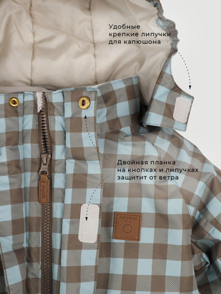 Комбинезон мембранный демисезонный Mjölk Blue Check, утеплитель 150гр/м2
