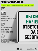 Табличка для обеспечения безопасности "Вы смотрите на человека ответственного за вашу безопасность", для производства, предприятия, организаций, 40х30 см, Silver Plane x Айдентика Технолоджи