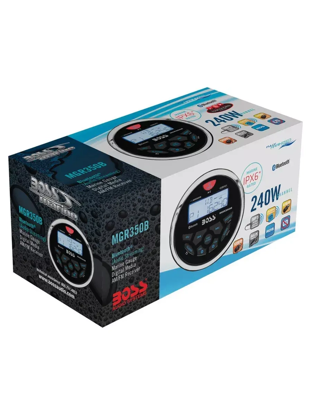 Влагозащ головное устройство Boss Audio Marine MGR350B