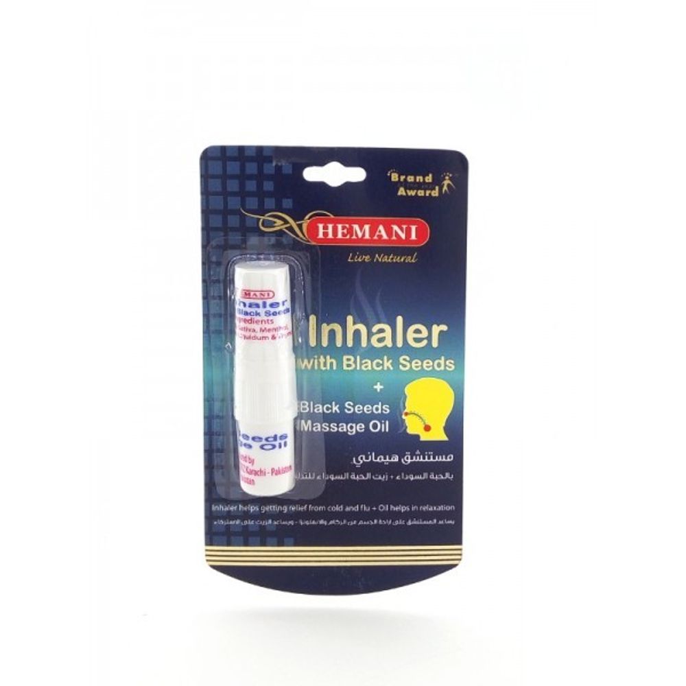 Ингалятор Hemani с маслом черного тмина Inhaler with Black Seed + Black Seed Massage Oil