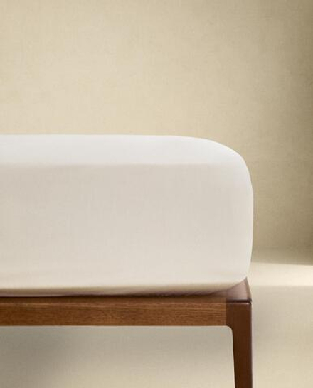 Простыня на резинке Zara Home сатин, хлопок 100%, однотонный, 0056/095