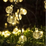 Гирлянда для улицы «Роса» 3м, 20 ламп LED чёрный провод, 2 реж, IP-55, Теплый белый (солнечная батарея).