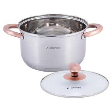 Кастрюля 4,5 л. из нержавеющей стали Kamille KM 4933 с медными ручками