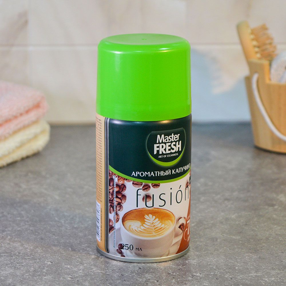 Освежитель воздуха "Ароматный капучино" сменный баллон 250мл, Master FRESH Освежитель воздуха "Ароматный капучино" сменный баллон 250мл, Master FRESH