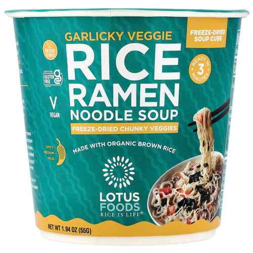 Lotus Foods, Рисовый суп с лапшой рамэн, чесночный овощ, 55 г (1,94 унции)
