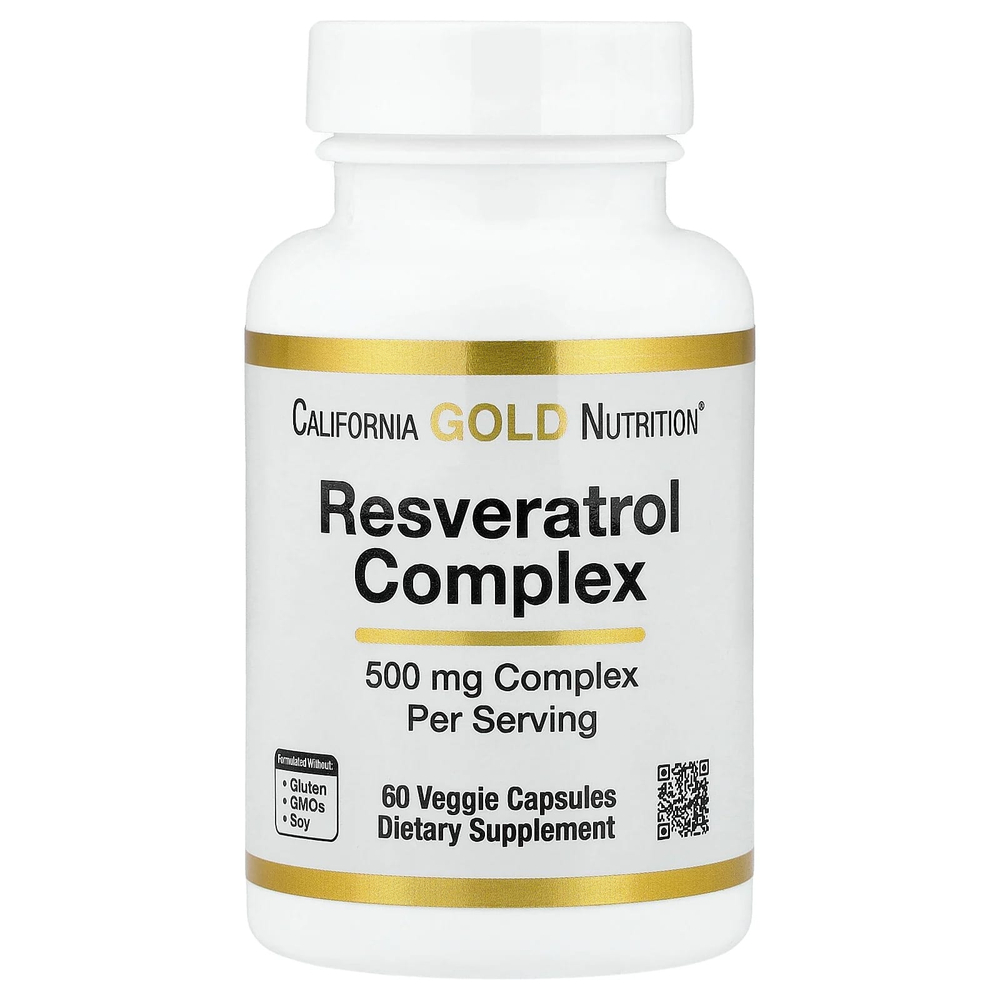 California Gold Nutrition, комплекс с ресвератролом, 60 растительных капсул