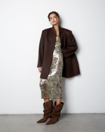 Пальто с асимметричным низом из шерсти и кашемира Диор темный шоколад