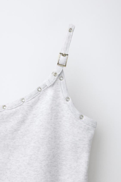 ZARA ТОП АСИММЕТРИЧНОГО КРОЯ С ПРЯЖКАМИ, СЕРЫЙ МЕЛАНЖ