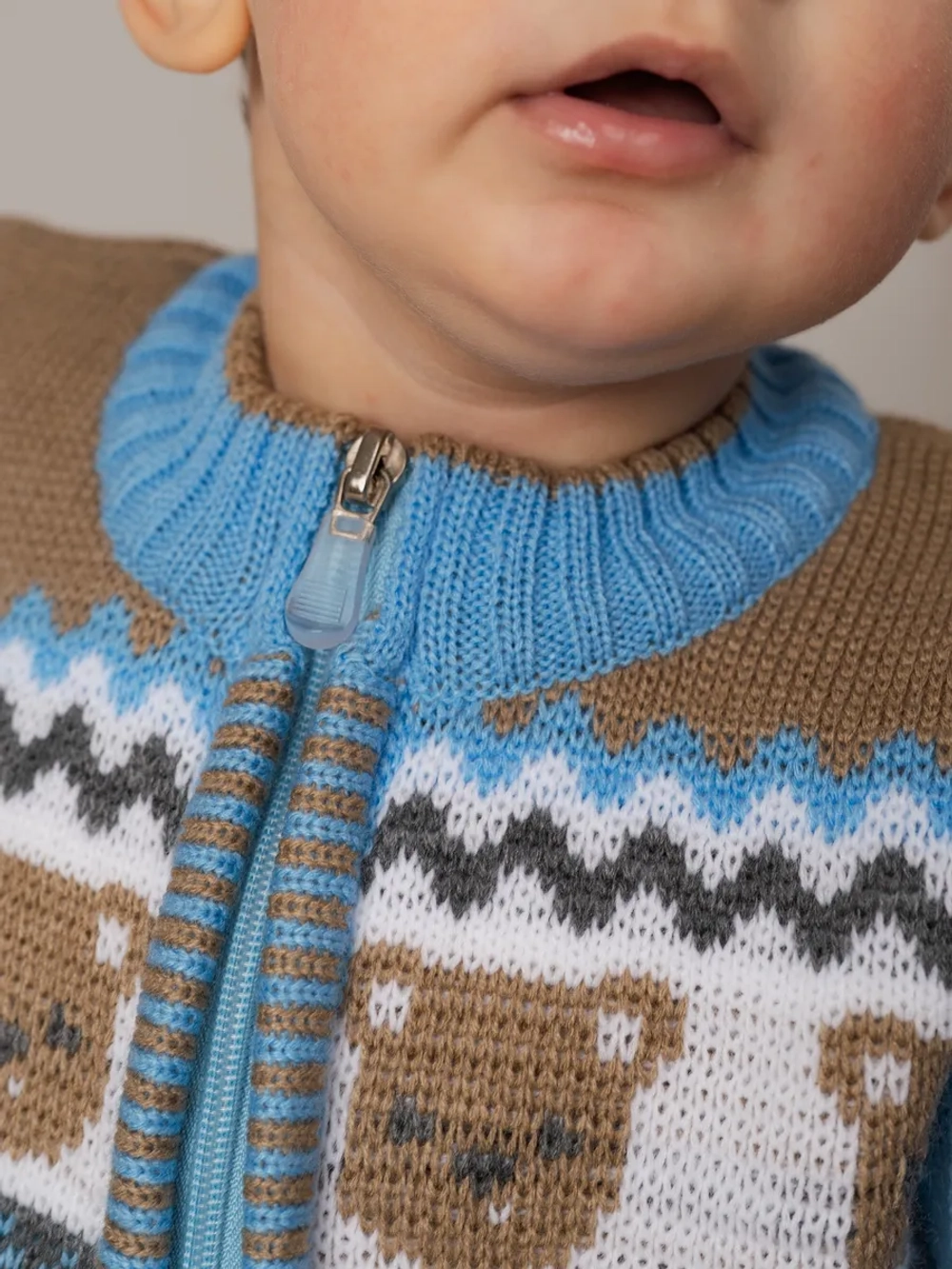 Вязаный комбинезон для новорожденных и малышей на молнии