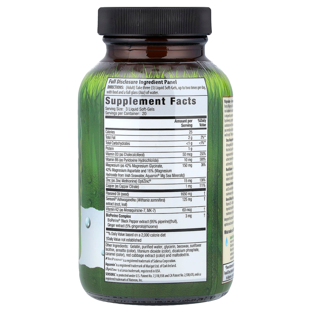 Irwin Naturals, Triple Source Magnesium + ашваганда, 60 мягких таблеток