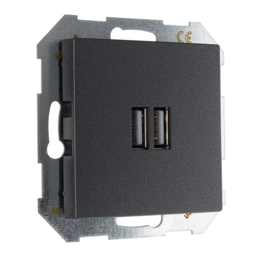 USB A+A розетка, 3400 мА LIREGUS EPSILON IUK-2-01.E/J антрацит
