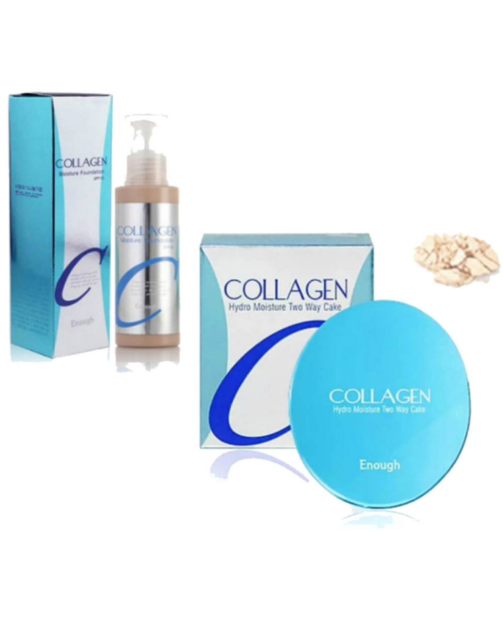 Набор ENOUGH (тональный крем коллаген № 13 ENOUGH Collagen moisture foundation 100 мл + пудра увлажняющая с коллагеном со сменным блоком №13 ENOUGH Collagen Hydro).