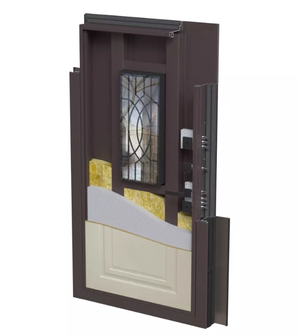 Входная дверь с терморазрывом и стеклопакетом Входная Лабиринт Сияна коричневая 8019 - Ванилла Веллюто