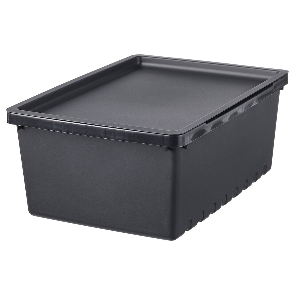 IKEA UPPSNOFSAD  (ИКЕА УППСНОФСАД)  -  Контейнер с крышкой, черный, 35x25x14 см/9 л