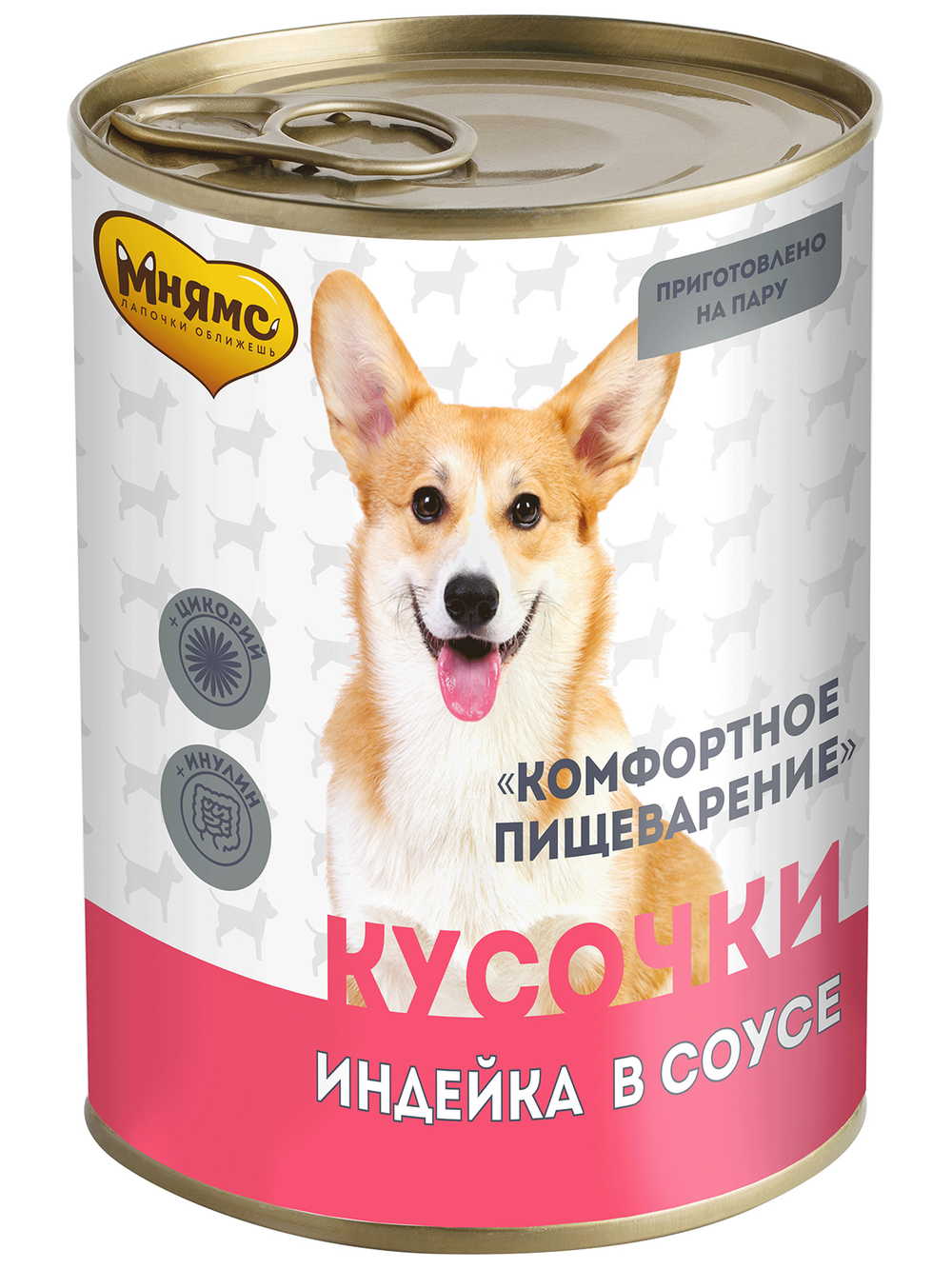 Мнямс консервы Комфортное пищеварение кусочки в соусе с индейкой для собак всех пород 400 г