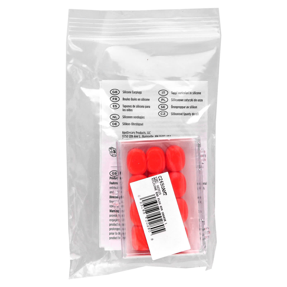 Ezy Dose, мягкие силиконовые беруши для детей, апельсин, 6 пар + футляр