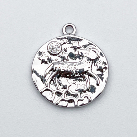 Подвеска Знак Зодиака Овен, цвет серебро (родий), фианит, размер 16*14 мм, цена за 1 шт