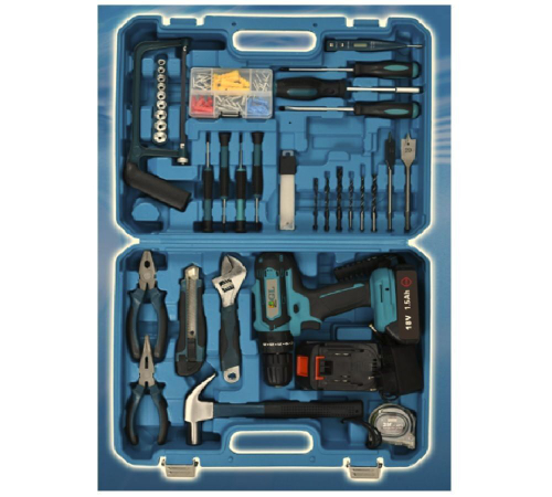 Набор инструментов с аккумуляторным шуруповертом Gardenlux S128 (+ЗУ и 2 АКБ Li-ion)