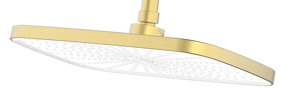 Душевая система Azario Conda с квадратным тропическим душем, керамический картридж, шланг 150 см, золото матовое (AZ-K2311MG)