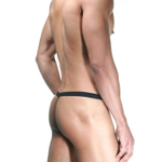 Сексуальные трусы-стринги из сетки с декором в виде колец (Размер: S-M) (Цвет: голубой с черным)