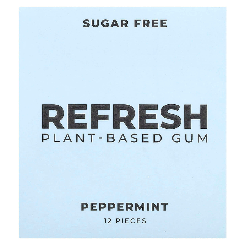 Refresh Gum, Жевательная резинка на растительной основе, без сахара, перечная мята, 12 шт.