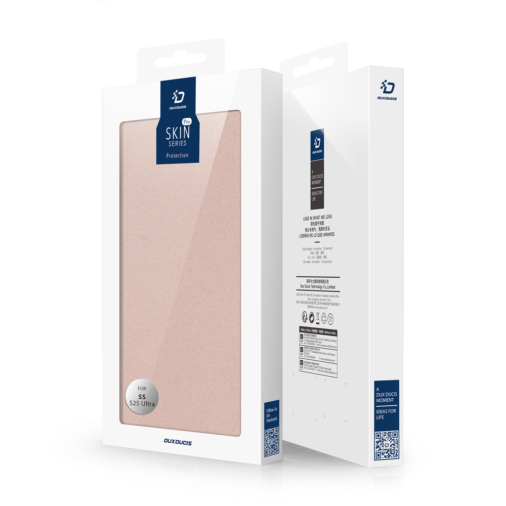 Чехол книжка из PU кожи розового цвета от Dux Ducis для Samsung Galaxy S25 Ultra, серия Skin Pro Series Case