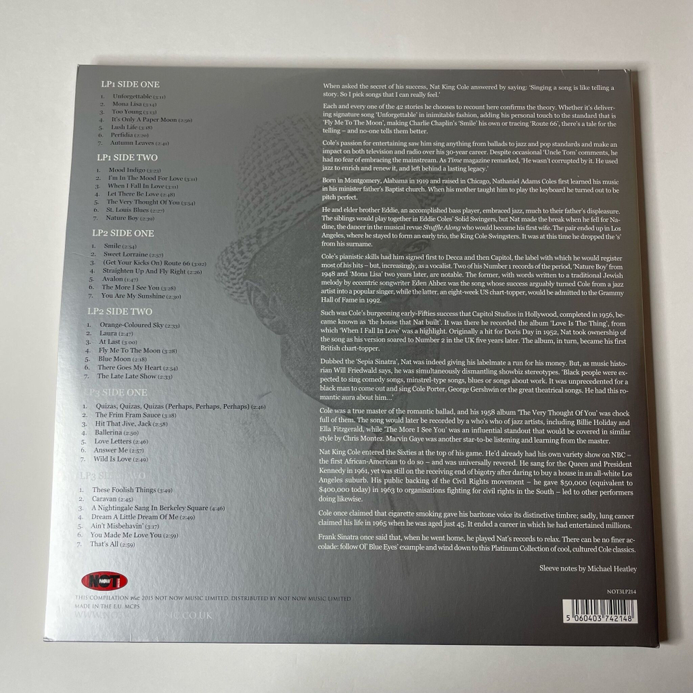 Винтажная виниловая пластинка LP Nat King Cole The Platinum Collection (EU 2017) (Белый Винил)