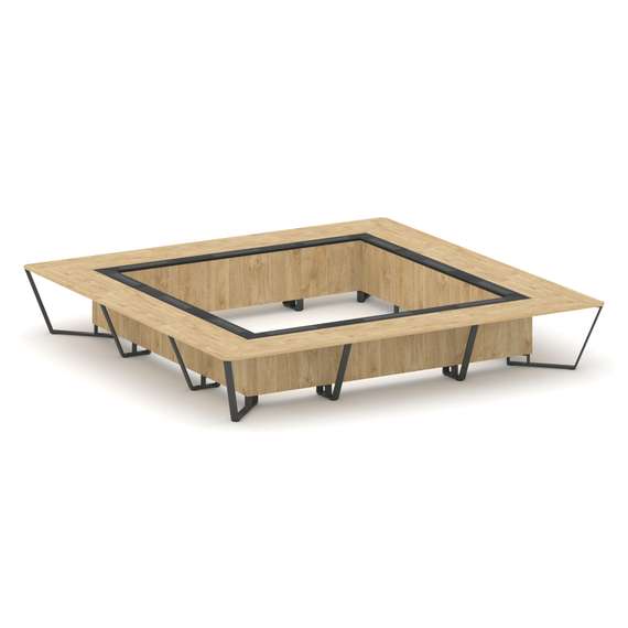 Steel Meet Стол переговорный квадратный KM-PR.B.SP-24K Тиквуд Светлый/Графит Глянец/Металл Антрацит