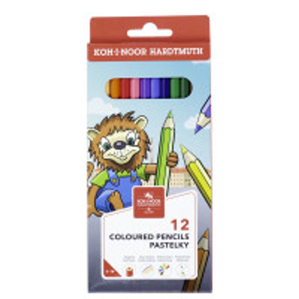 Карандаши цветные Koh-I-Noor "Lion", 12цв., заточен., картон, европодвес 3552012034KS
