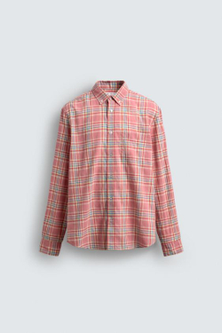 ZARА РУБАШКА REGULAR FIT В КЛЕТКУ, РОЗОВЫЙ