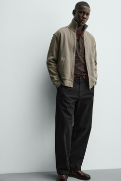 ZARA ТОЛСТОВКА В РУБЧИК ИЗ ТКАНИ ИНТЕРЛОК, БЕЖЕВЫЙ