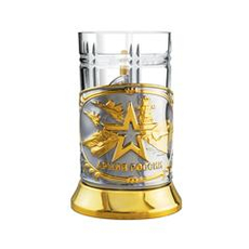 Подстаканник никел. с золочением "Армия" в футляре