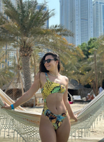 Совместный купальник-монокини со змеиным принтом (Размер: B/M) (Цвет: голубой)