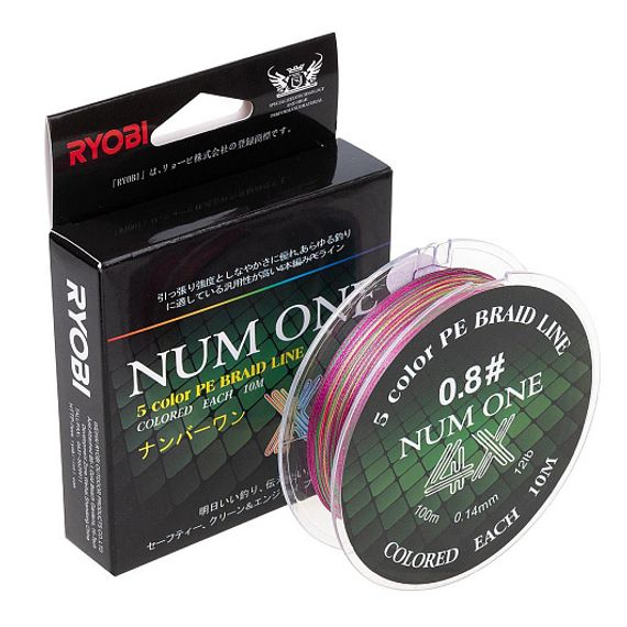 Шнур NUM ONE PE4X-100M 0.8#/0,148 mm Multi Colour Ryobi