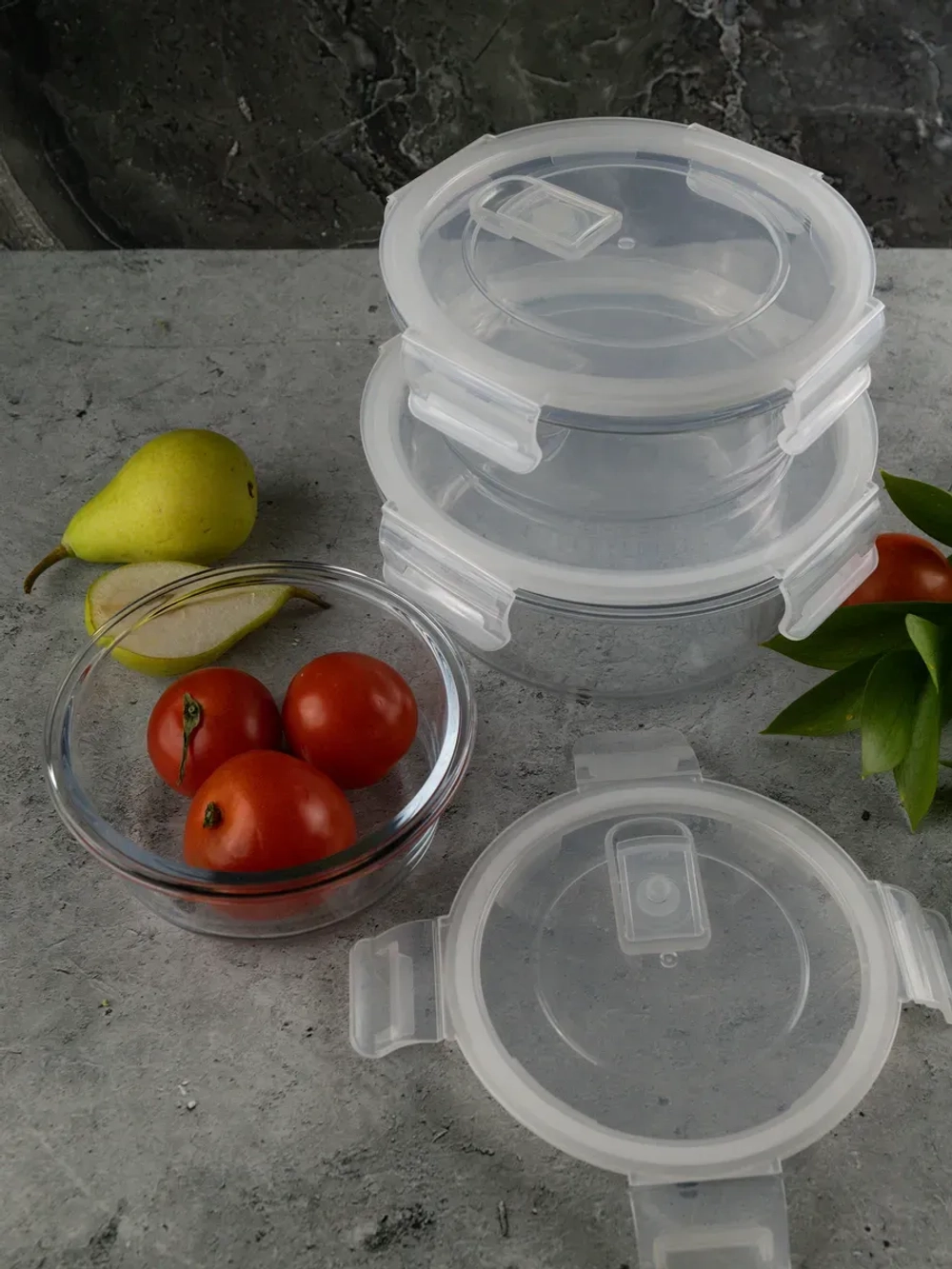 Контейнеры для еды стеклянные, 325 мл. 2 шт, 600 мл 1 шт.