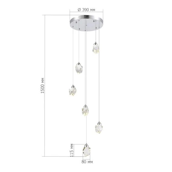 SL6114.103.06 Светильник подвесной ST-Luce Хром/Прозрачный LED 6*3W 3000K CASCATO