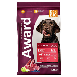 AWARD для щенков, кормящих сук всех пород с ягненком и индейкой, яблоком и черникой 800г
