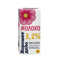 Молоко Ультрапастеризованное Хорошее Дело 3,2% 0,95л